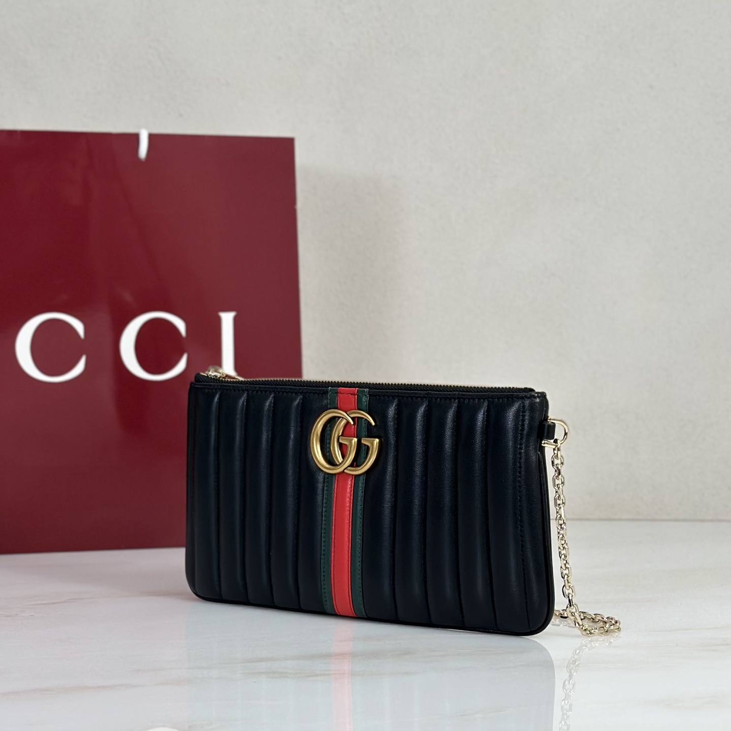 Gv*c* GG Marmont Pouch With Strap-26*13*1.5CM