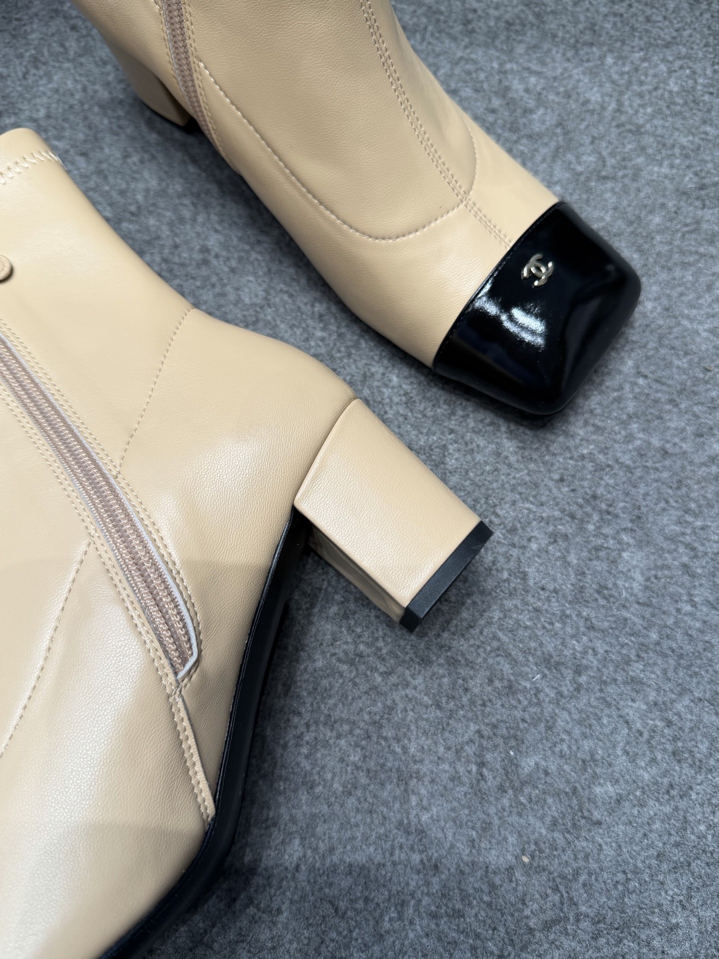 Ch@nel Stretch Lambskin Patent Boots