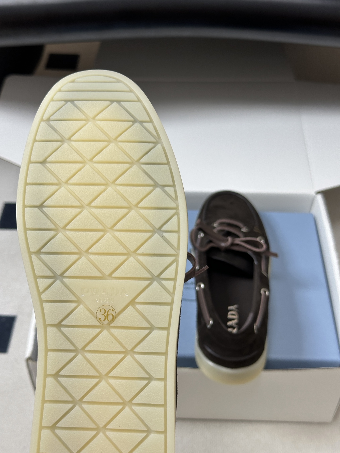 Pra*da 2026ss Suede Boat Shoes