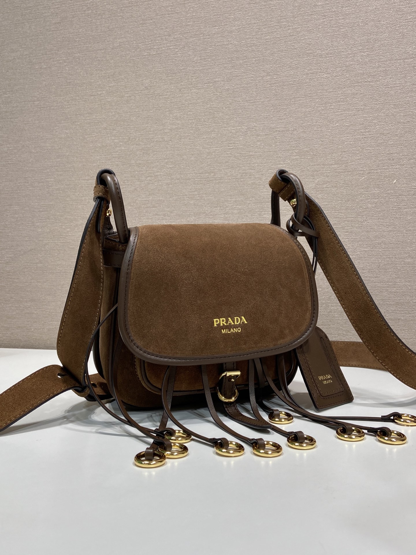 Pra*a Corsaire Aged Shoulder Bag-19.5*16.5*6CM