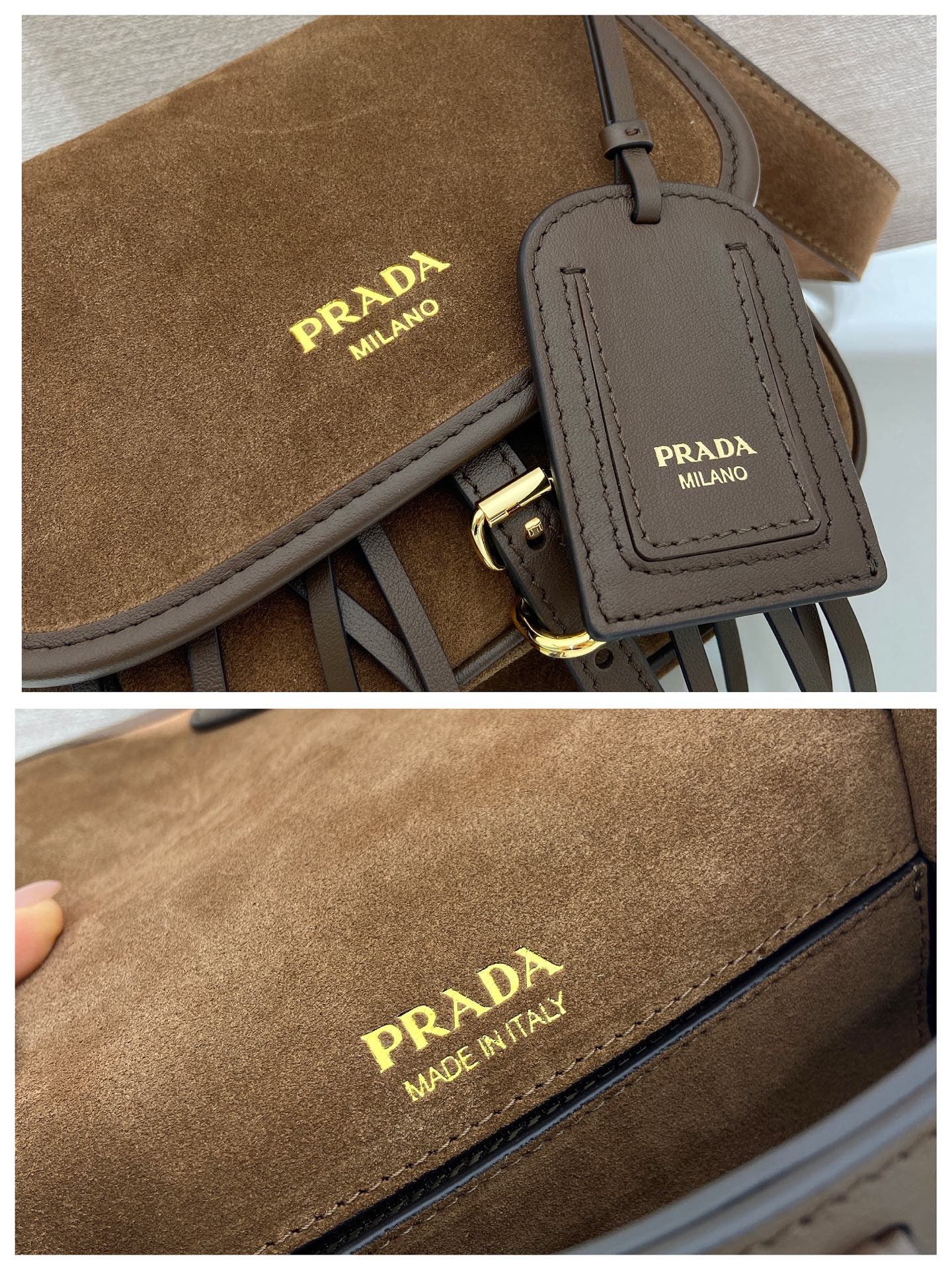 Pra*a Corsaire Aged Shoulder Bag-19.5*16.5*6CM