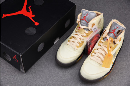 OFF-WHITE X AIR JORDAN 5 “SAIL” DH8565--100
